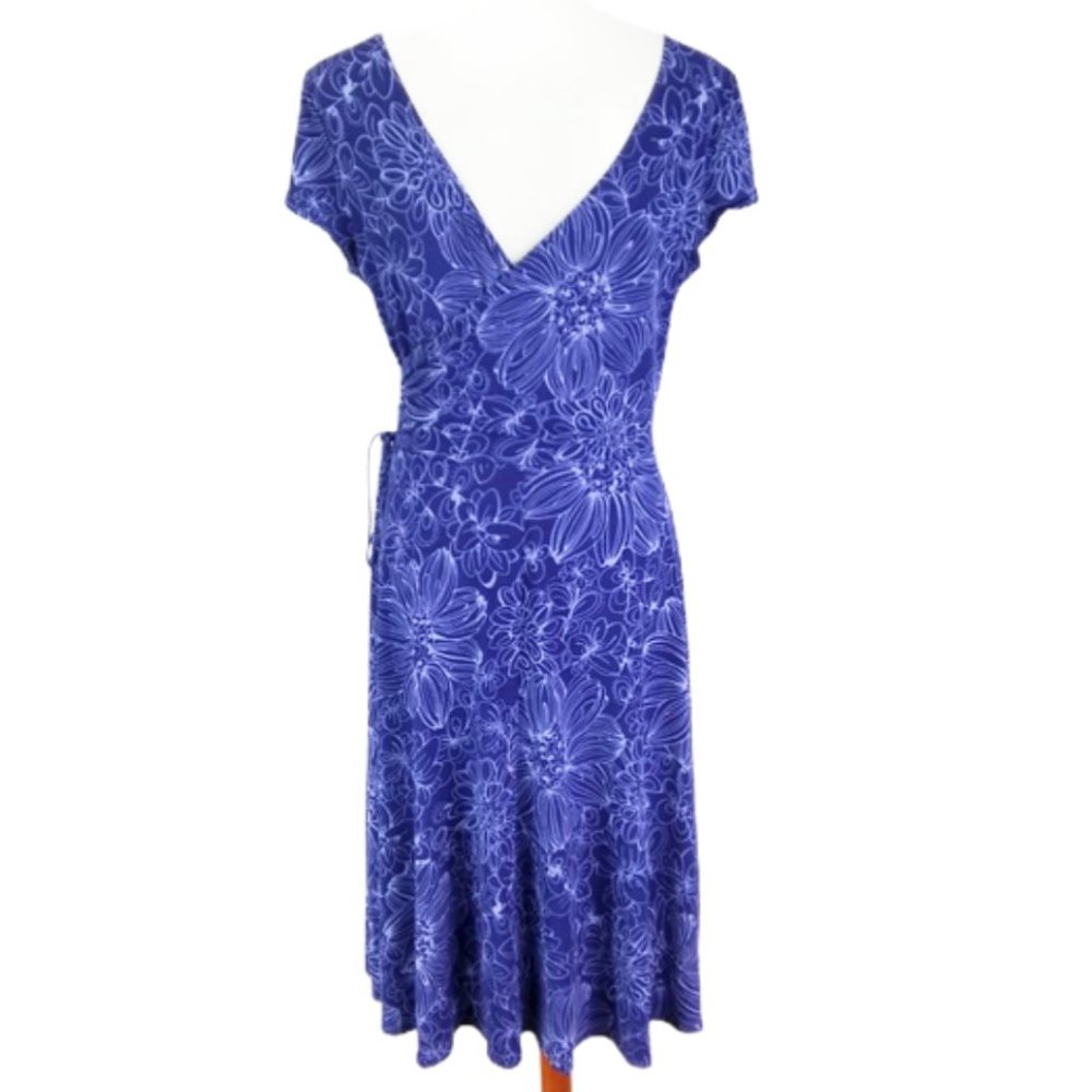 New York & Co Blue Fit Flare Dress Size L